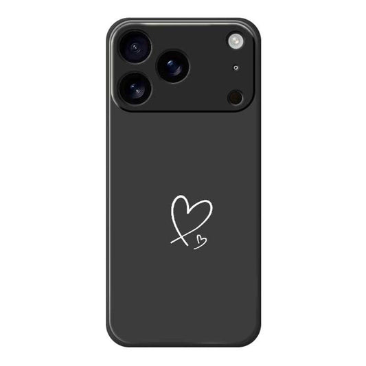 For iPhone 17 Pro Max Case White Love Pattern Printing Straight Edge TPU Phone Back Cover - Black