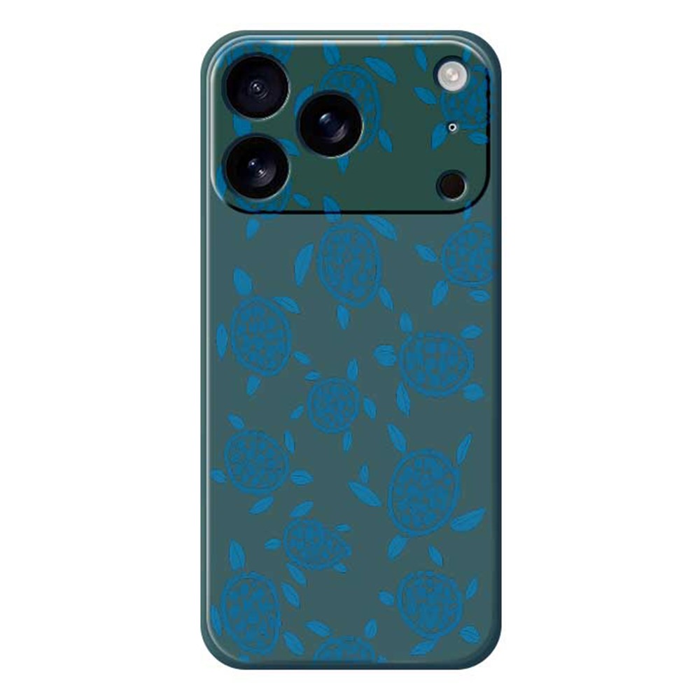 For iPhone 17 Pro Max Case Blue Turtle Pattern Printing Straight Edge TPU Phone Back Cover - Green