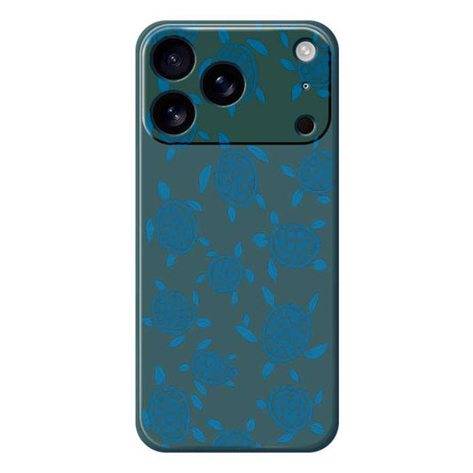 For iPhone 17 Pro Max Case Blue Turtle Pattern Printing Straight Edge TPU Phone Back Cover - Green