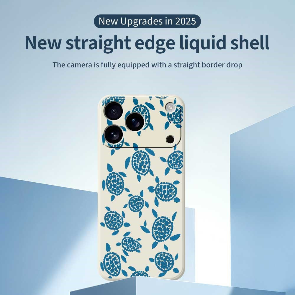 For iPhone 17 Pro Max Case Blue Turtle Pattern Printing Straight Edge TPU Phone Back Cover - Green