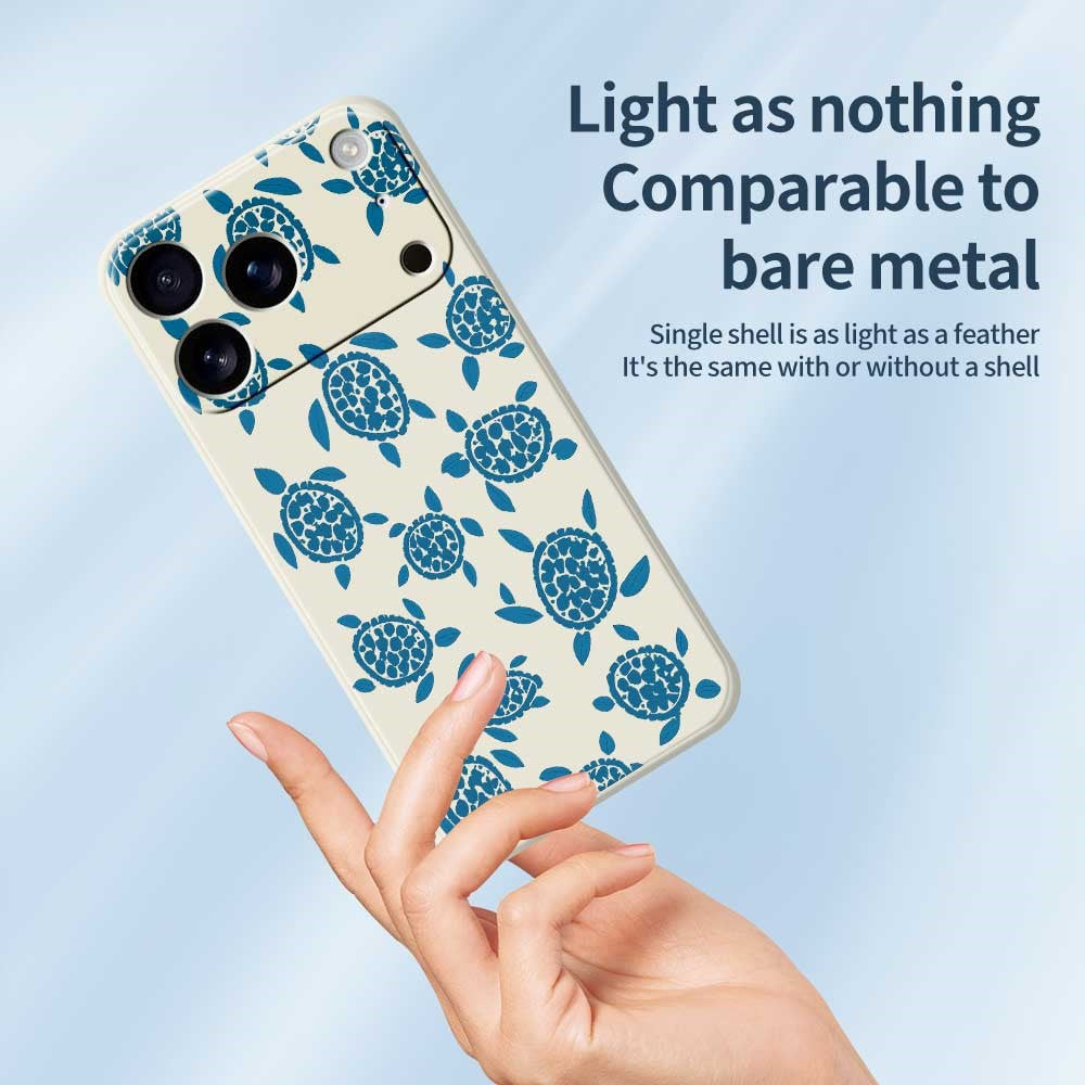 For iPhone 17 Pro Max Case Blue Turtle Pattern Printing Straight Edge TPU Phone Back Cover - Green