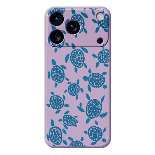 For iPhone 17 Pro Max Case Blue Turtle Pattern Printing Straight Edge TPU Phone Back Cover - Purple
