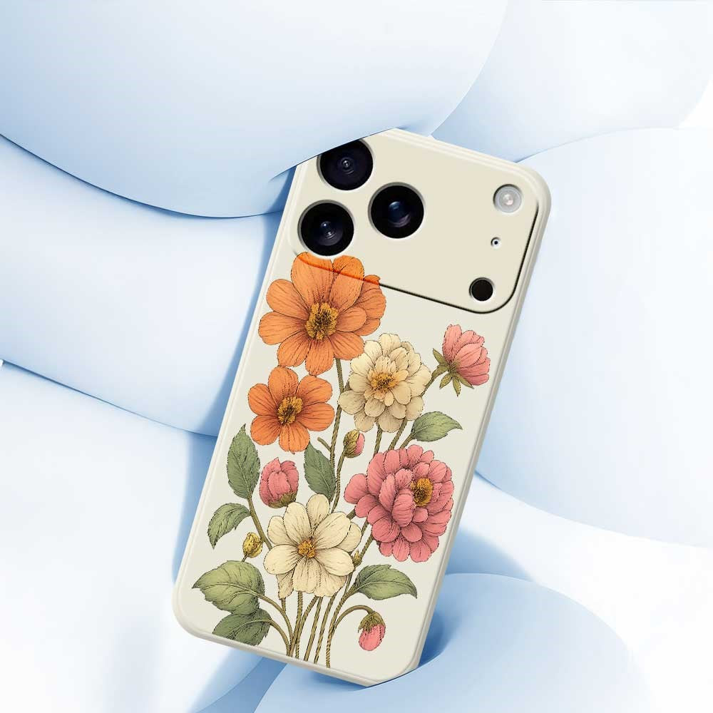 For iPhone 17 Pro Max Case Beautiful Flowers Pattern Printing Straight Edge TPU Phone Back Cover - Black