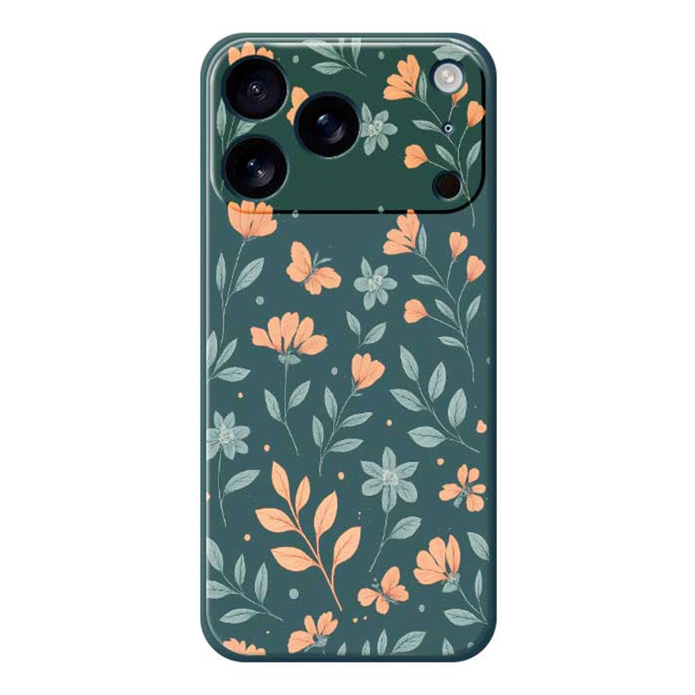 For iPhone 17 Pro Max Case Yellow Flowers Pattern Printing Straight Edge TPU Phone Back Cover - Green