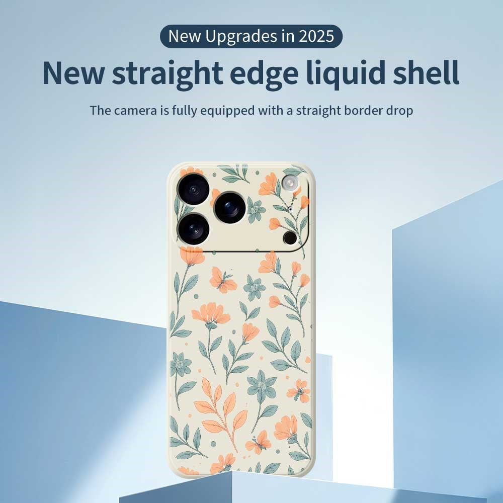 For iPhone 17 Pro Max Case Yellow Flowers Pattern Printing Straight Edge TPU Phone Back Cover - Green