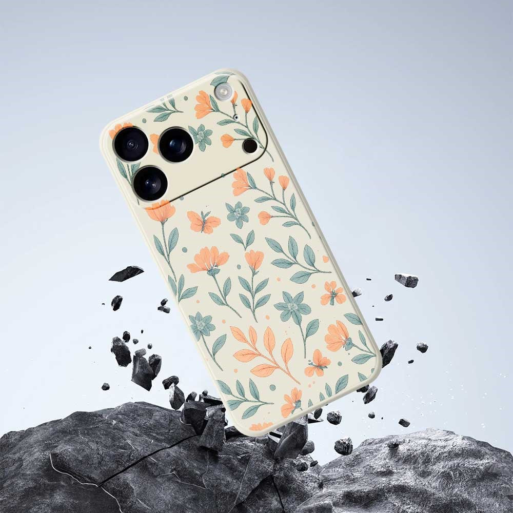 For iPhone 17 Pro Max Case Yellow Flowers Pattern Printing Straight Edge TPU Phone Back Cover - Green