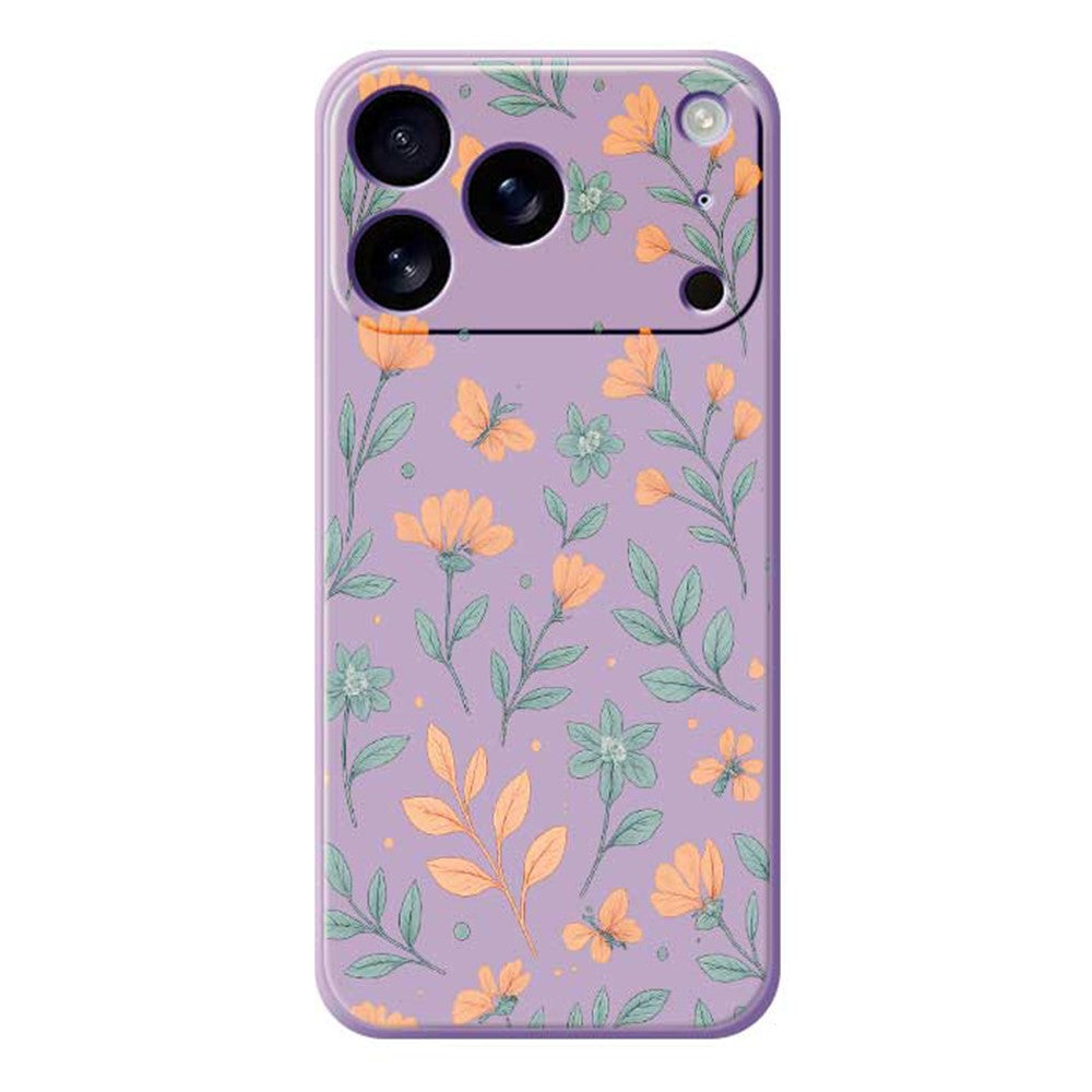 For iPhone 17 Pro Max Case Yellow Flowers Pattern Printing Straight Edge TPU Phone Back Cover - Purple