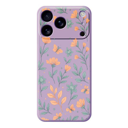 For iPhone 17 Pro Max Case Yellow Flowers Pattern Printing Straight Edge TPU Phone Back Cover - Purple