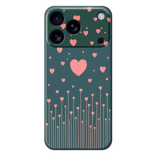 For iPhone 17 Pro Max Case Pink Love Pattern Printing Straight Edge TPU Phone Back Cover - Green