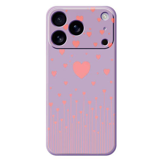For iPhone 17 Pro Max Case Pink Love Pattern Printing Straight Edge TPU Phone Back Cover - Purple