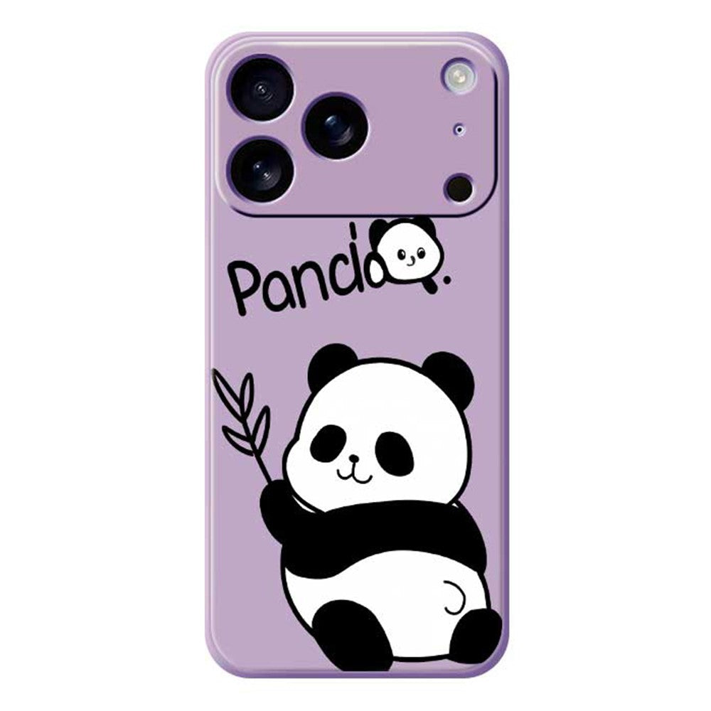 For iPhone 17 Pro Max Case Panda Pattern Printing Straight Edge TPU Phone Back Cover - Purple