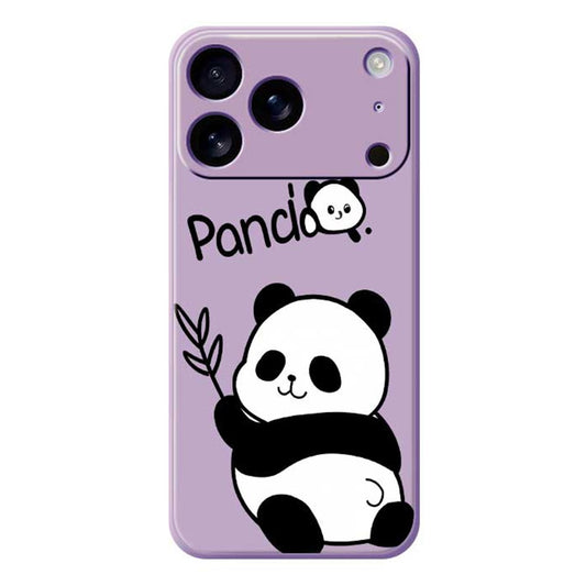 For iPhone 17 Pro Max Case Panda Pattern Printing Straight Edge TPU Phone Back Cover - Purple