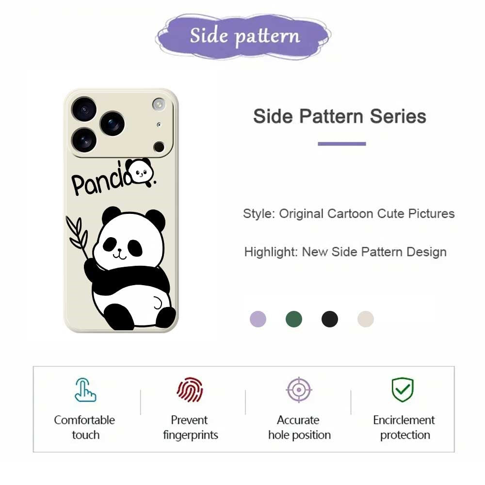 For iPhone 17 Pro Max Case Panda Pattern Printing Straight Edge TPU Phone Back Cover - Purple