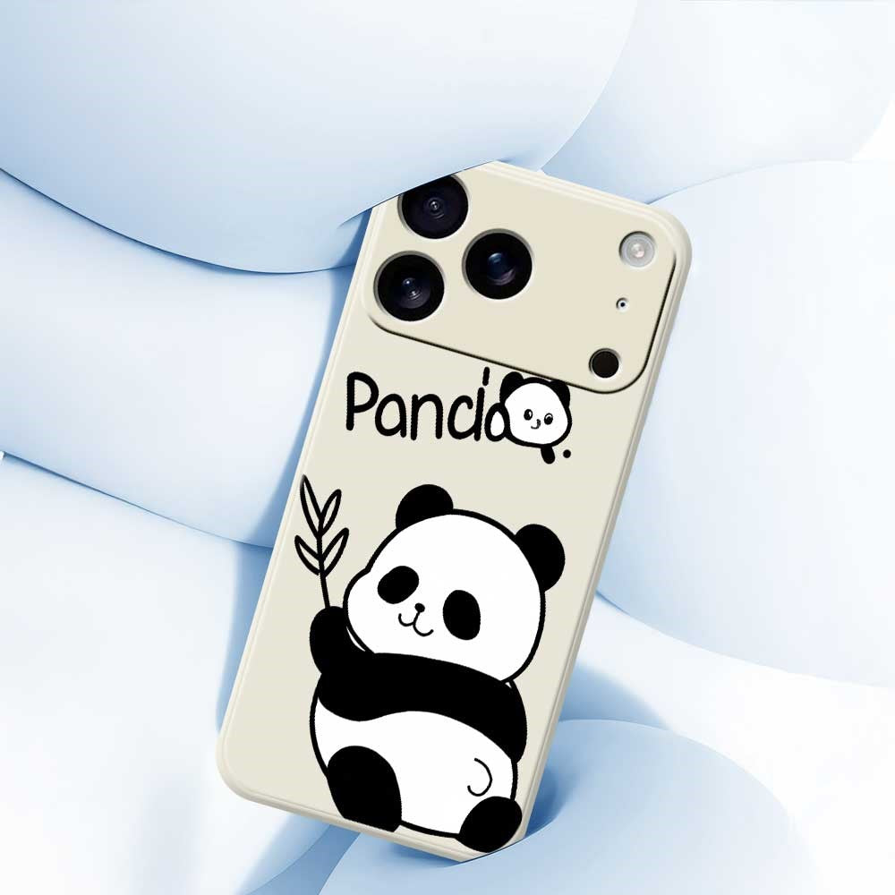 For iPhone 17 Pro Max Case Panda Pattern Printing Straight Edge TPU Phone Back Cover - Purple
