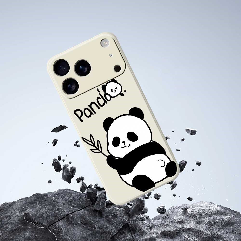 For iPhone 17 Pro Max Case Panda Pattern Printing Straight Edge TPU Phone Back Cover - Purple