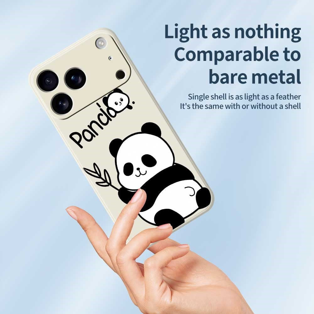 For iPhone 17 Pro Max Case Panda Pattern Printing Straight Edge TPU Phone Back Cover - Black