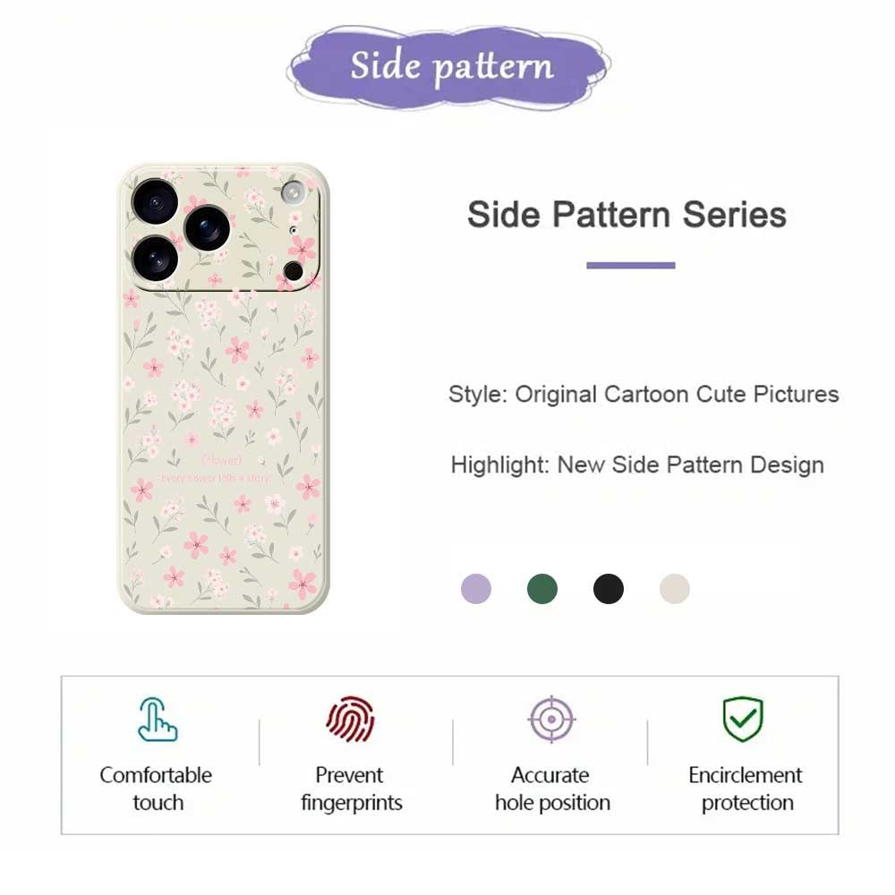 For iPhone 17 Pro Max Case Small Flower Pattern Printing Straight Edge TPU Phone Back Cover - Purple