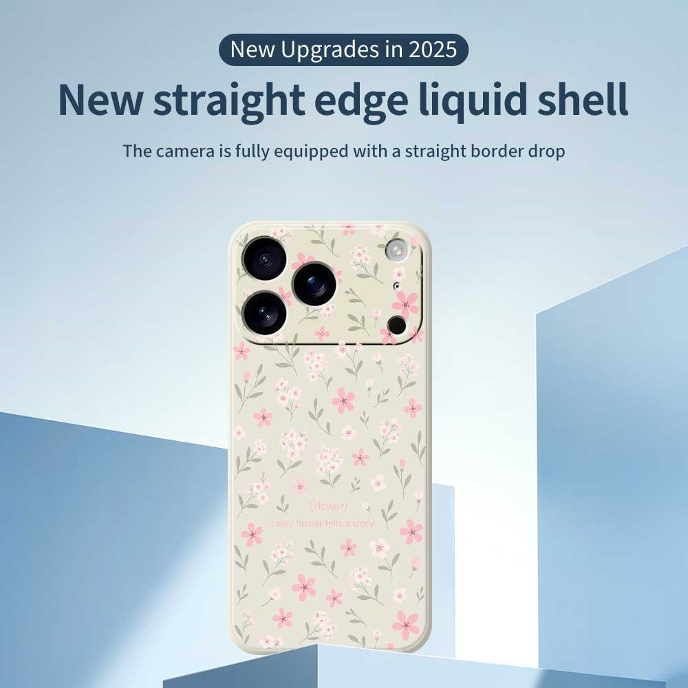 For iPhone 17 Pro Max Case Small Flower Pattern Printing Straight Edge TPU Phone Back Cover - Purple