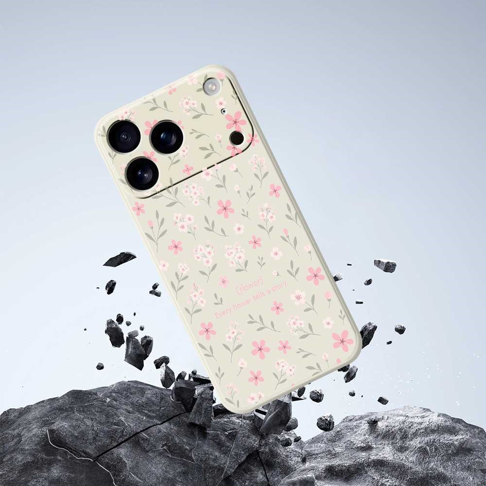 For iPhone 17 Pro Max Case Small Flower Pattern Printing Straight Edge TPU Phone Back Cover - Purple