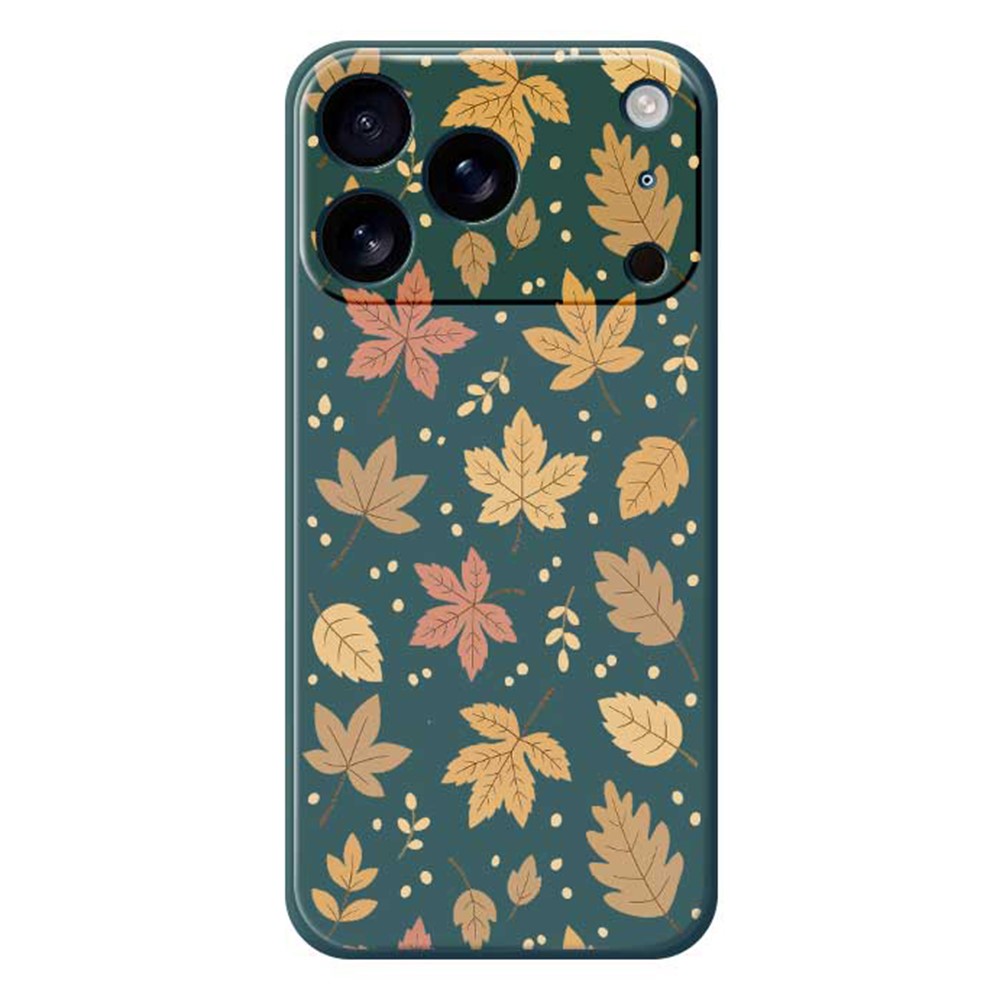 For iPhone 17 Pro Max Case Leaves Pattern Printing Straight Edge TPU Phone Back Cover - Green