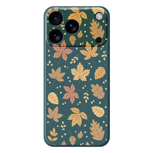 For iPhone 17 Pro Max Case Leaves Pattern Printing Straight Edge TPU Phone Back Cover - Green