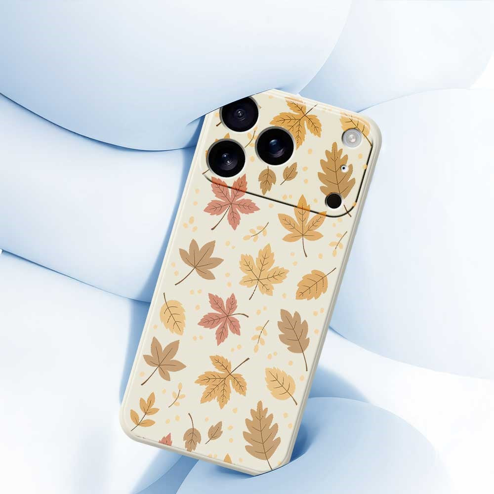 For iPhone 17 Pro Max Case Leaves Pattern Printing Straight Edge TPU Phone Back Cover - Purple