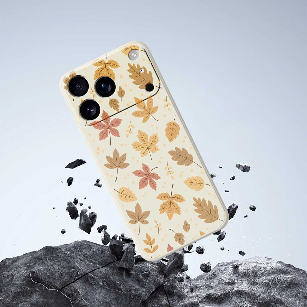 For iPhone 17 Pro Max Case Leaves Pattern Printing Straight Edge TPU Phone Back Cover - Purple