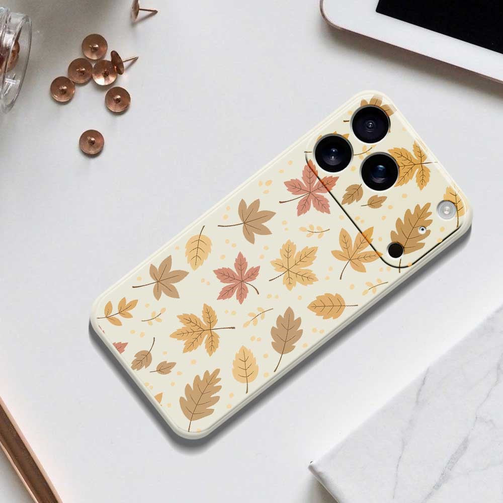 For iPhone 17 Pro Max Case Leaves Pattern Printing Straight Edge TPU Phone Back Cover - Purple