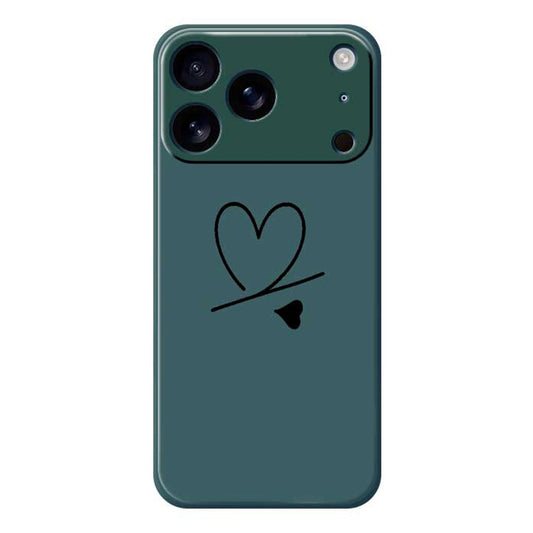 For iPhone 17 Pro Max Case Black Love Pattern Printing Straight Edge TPU Phone Back Cover - Green