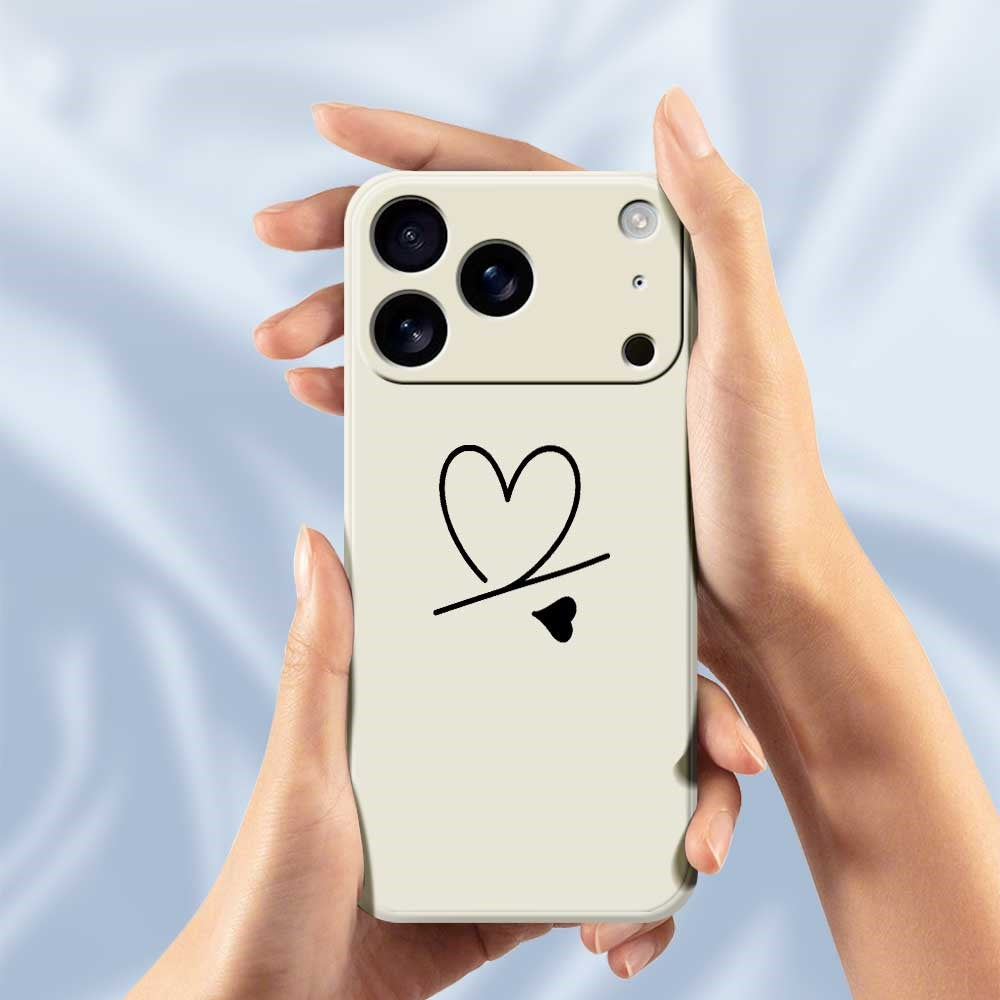 For iPhone 17 Pro Max Case Black Love Pattern Printing Straight Edge TPU Phone Back Cover - Purple