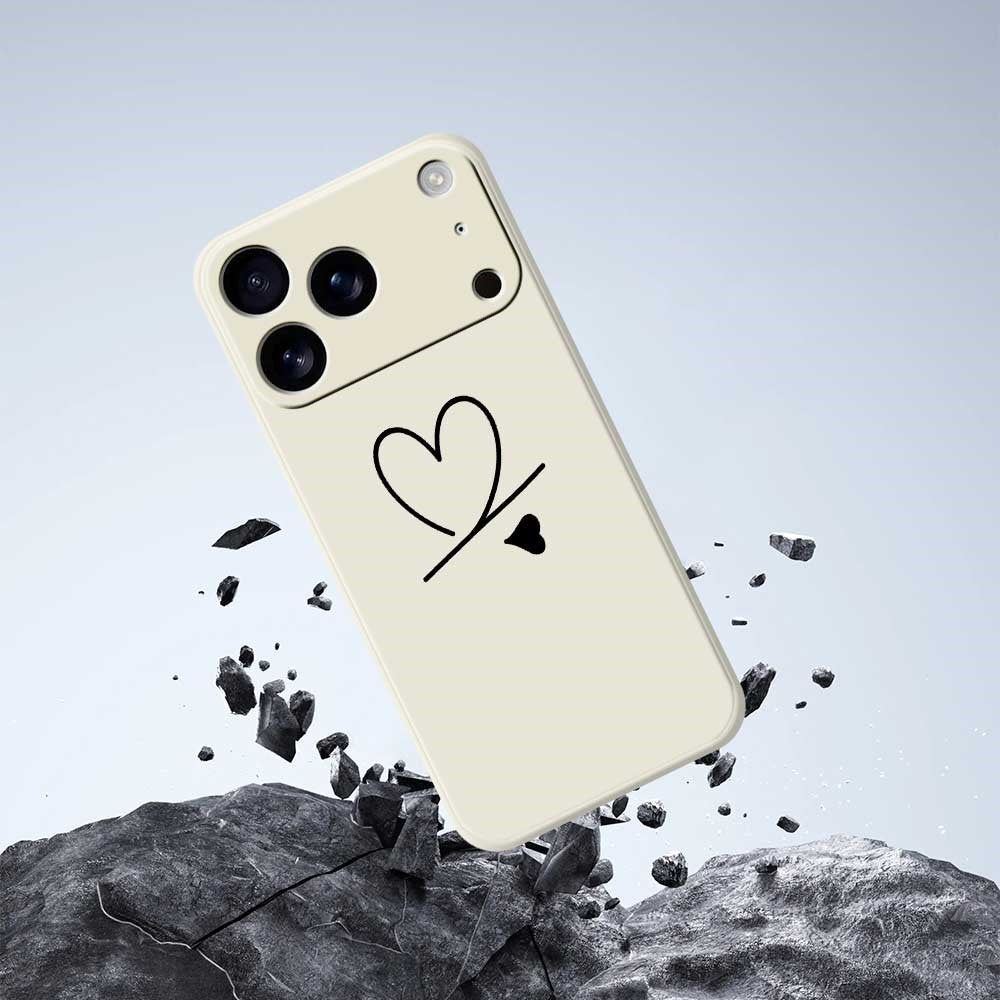 For iPhone 17 Pro Max Case Black Love Pattern Printing Straight Edge TPU Phone Back Cover - Purple