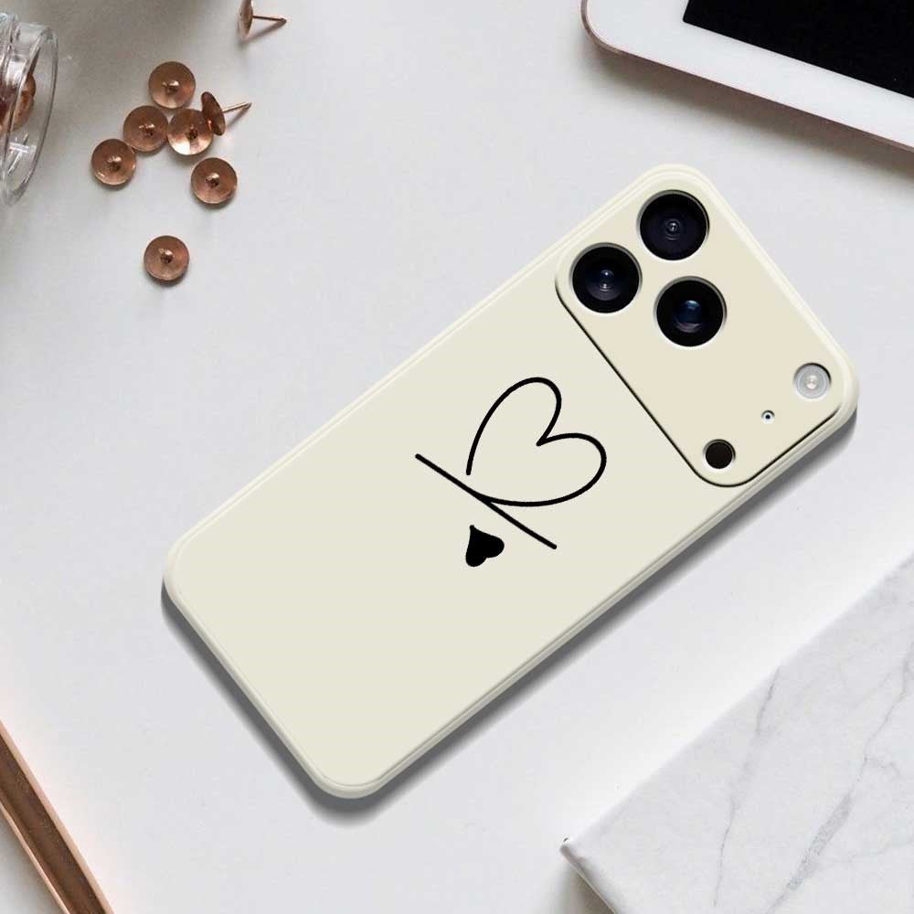 For iPhone 17 Pro Max Case Black Love Pattern Printing Straight Edge TPU Phone Back Cover - Purple