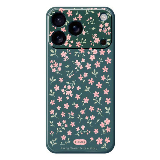 For iPhone 17 Pro Max Case Pink Small Flowers Pattern Printing Straight Edge TPU Phone Back Cover - Green