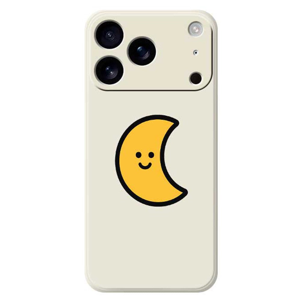 For iPhone 17 Pro Max Case Yellow Moon Pattern Printing Straight Edge TPU Phone Back Cover - Beige