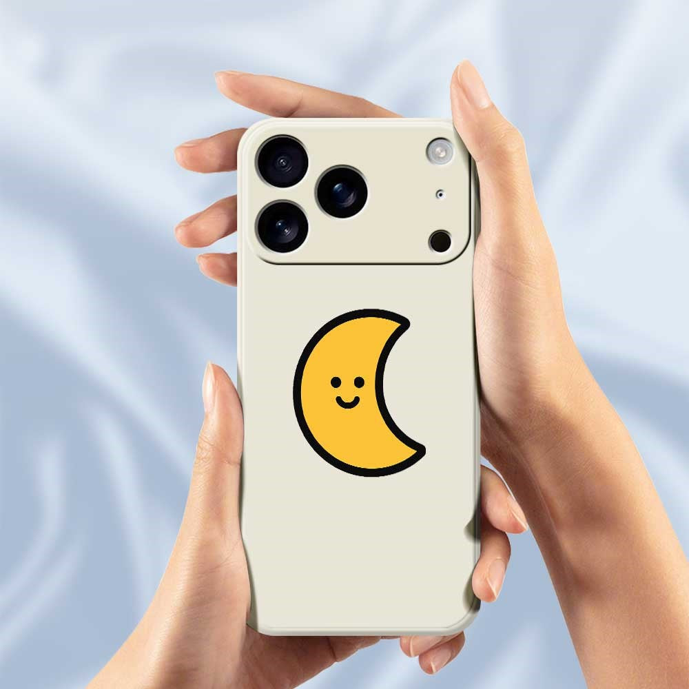 For iPhone 17 Pro Max Case Yellow Moon Pattern Printing Straight Edge TPU Phone Back Cover - Beige