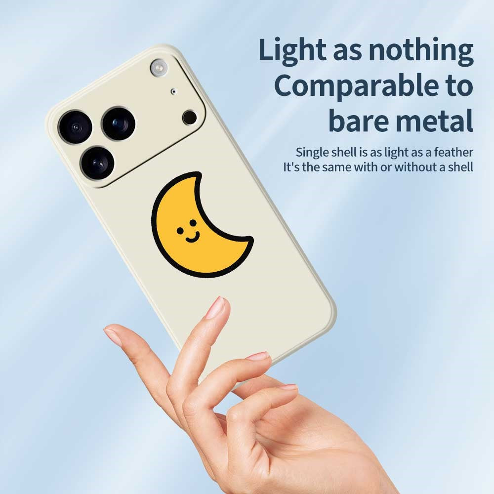 For iPhone 17 Pro Max Case Yellow Moon Pattern Printing Straight Edge TPU Phone Back Cover - Purple