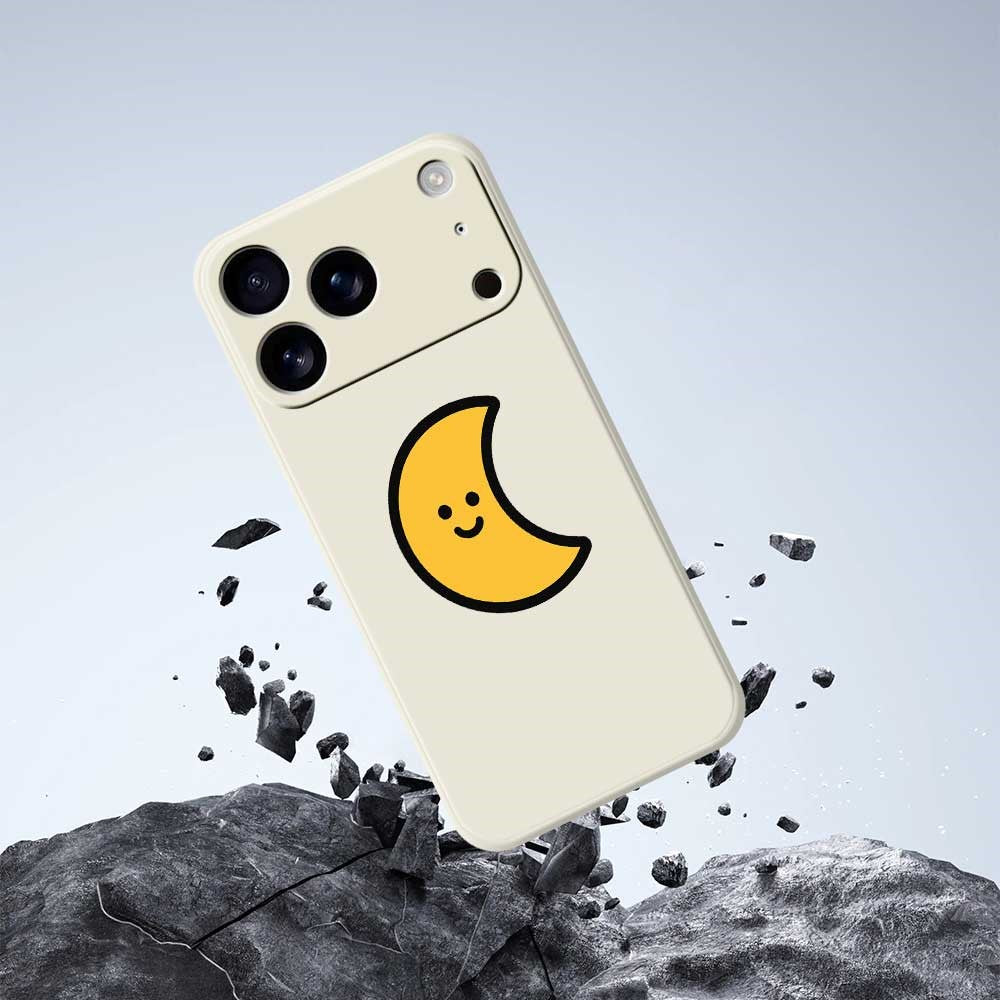 For iPhone 17 Pro Max Case Yellow Moon Pattern Printing Straight Edge TPU Phone Back Cover - Purple