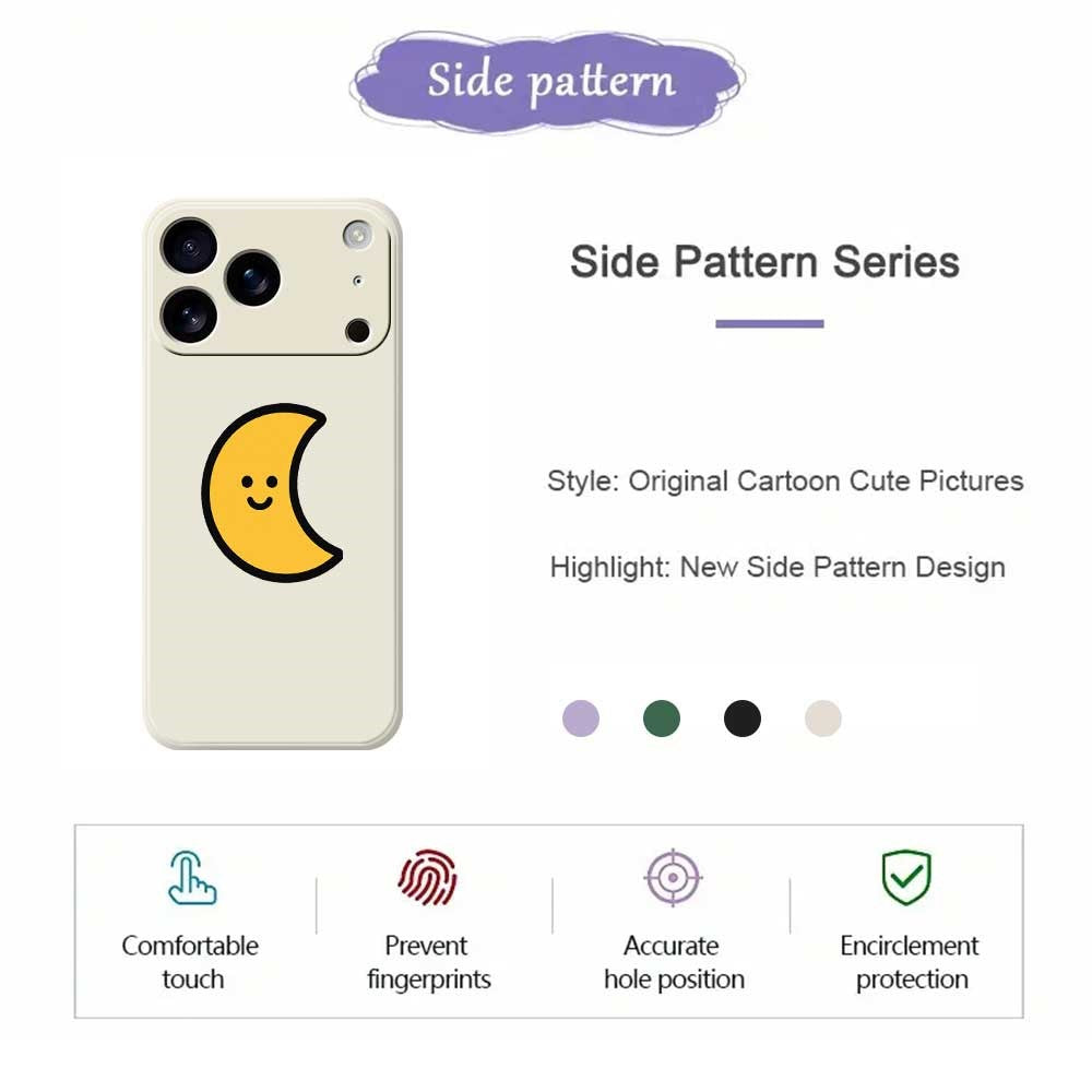 For iPhone 17 Pro Max Case Yellow Moon Pattern Printing Straight Edge TPU Phone Back Cover - Purple