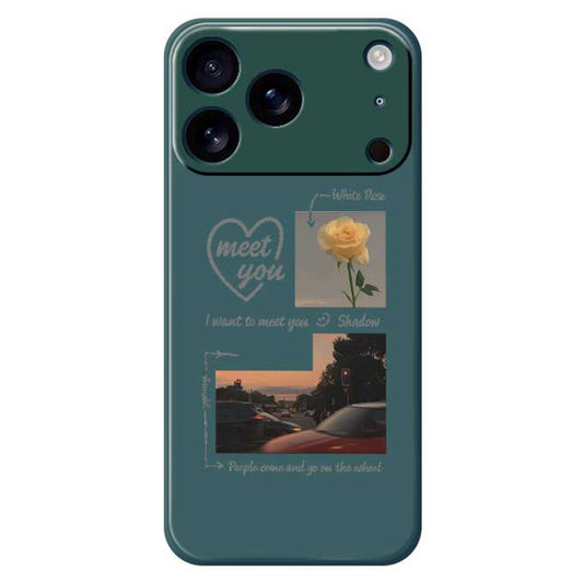 For iPhone 17 Pro Max Case Meet You Photo Pattern Printing Straight Edge TPU Phone Back Cover - Green