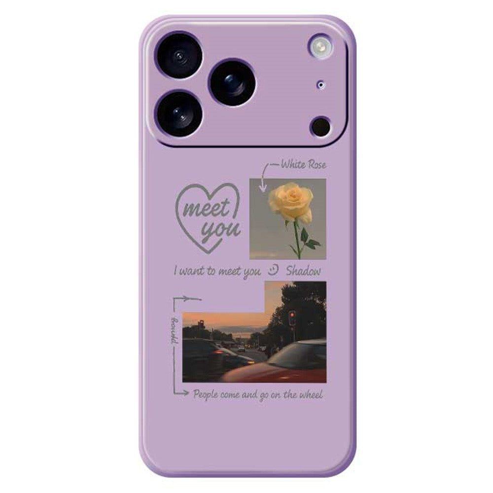 For iPhone 17 Pro Max Case Meet You Photo Pattern Printing Straight Edge TPU Phone Back Cover - Purple