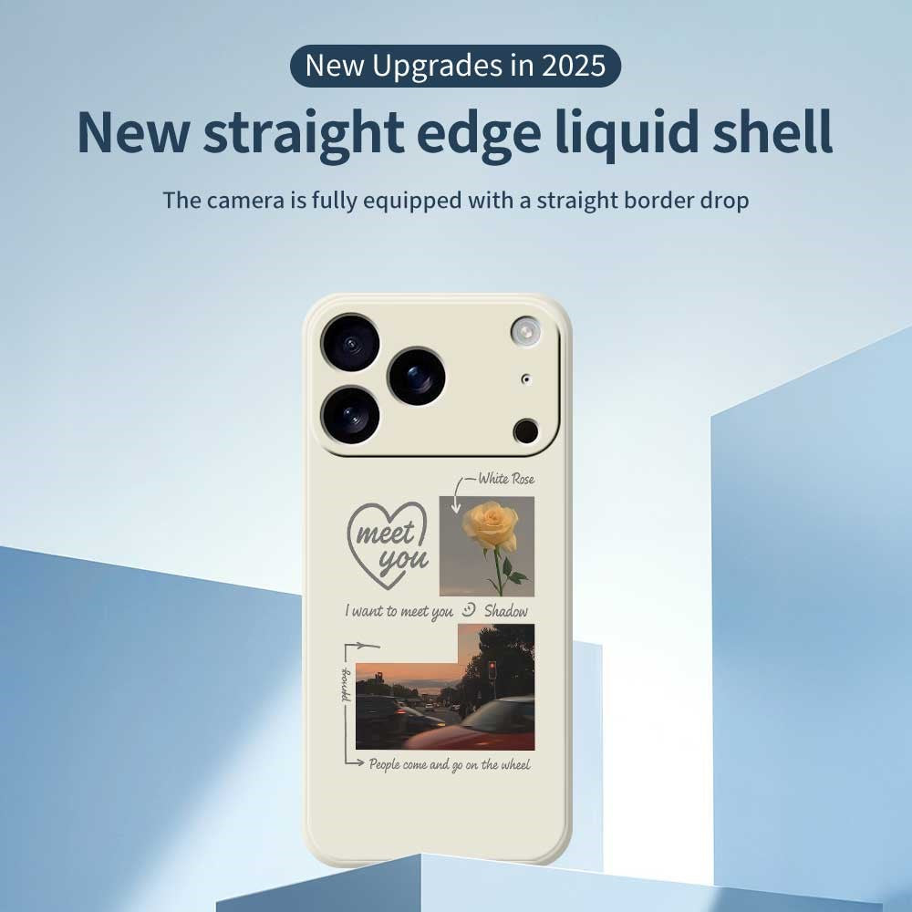 For iPhone 17 Pro Max Case Meet You Photo Pattern Printing Straight Edge TPU Phone Back Cover - Purple