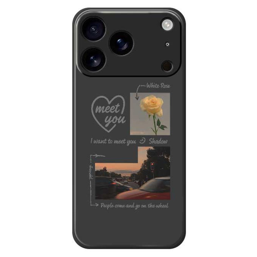 For iPhone 17 Pro Max Case Meet You Photo Pattern Printing Straight Edge TPU Phone Back Cover - Black
