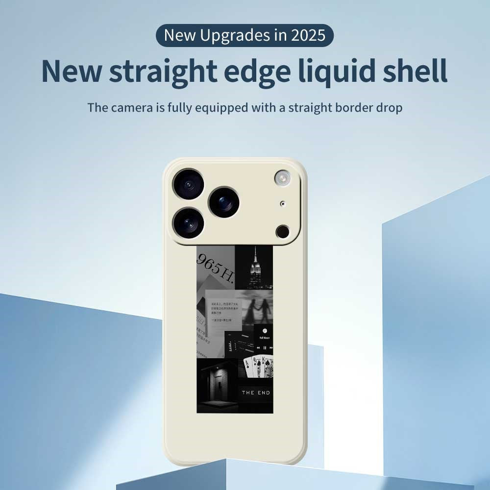 For iPhone 17 Pro Max Case Stitching Photos Pattern Printing Straight Edge TPU Phone Back Cover - Beige