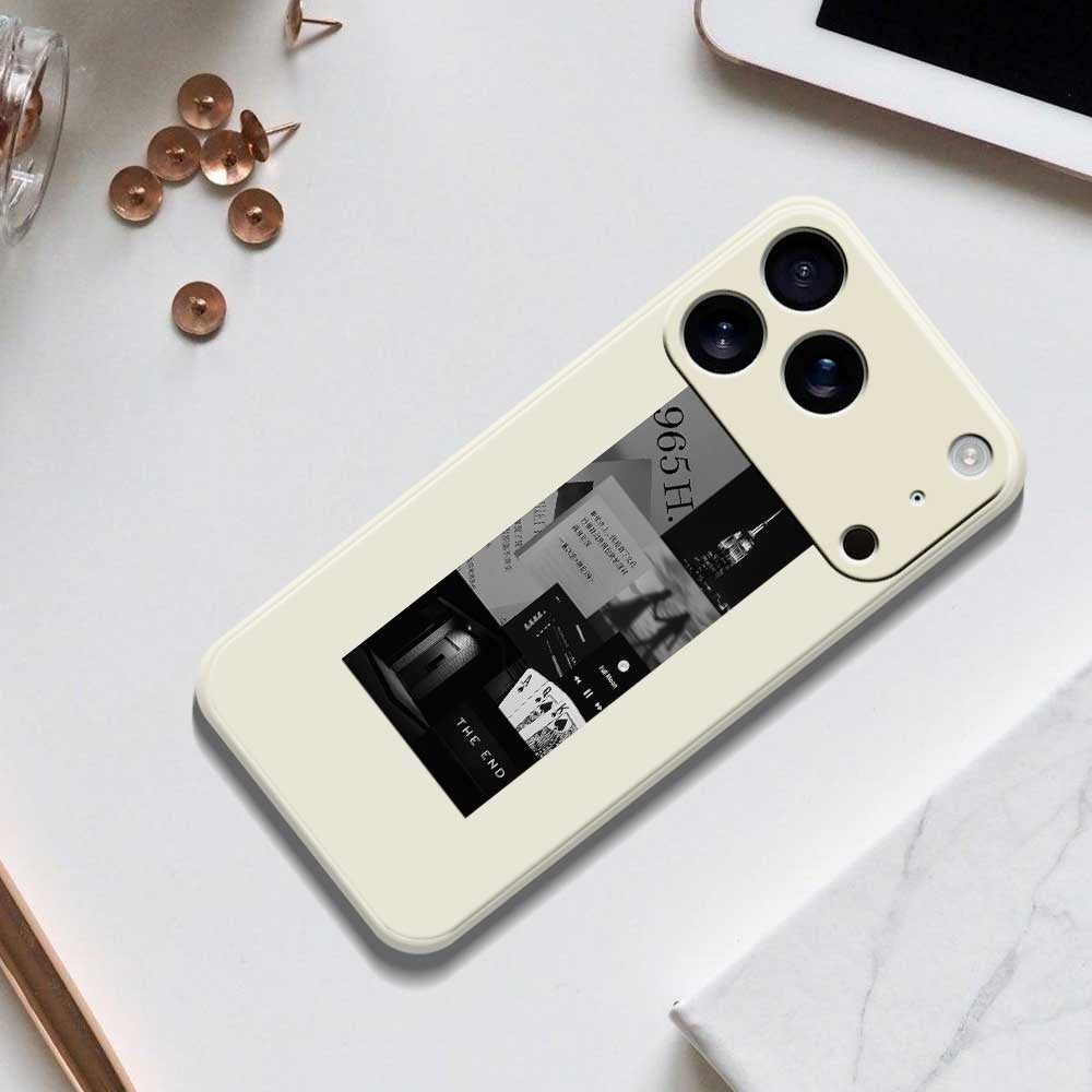 For iPhone 17 Pro Max Case Stitching Photos Pattern Printing Straight Edge TPU Phone Back Cover - Beige