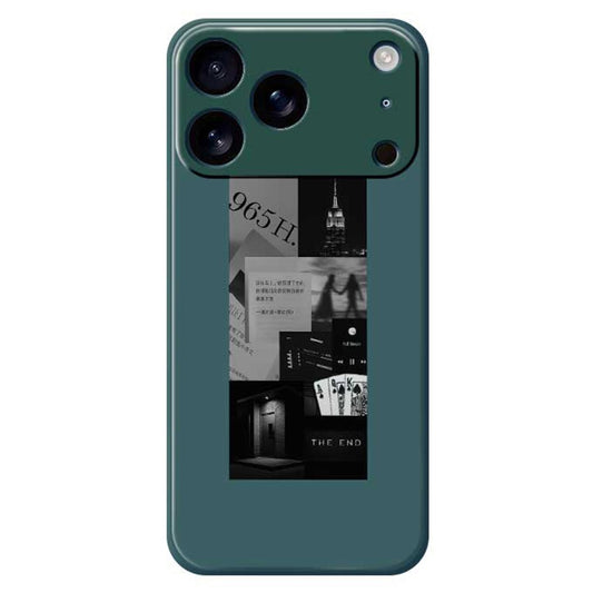 For iPhone 17 Pro Max Case Stitching Photos Pattern Printing Straight Edge TPU Phone Back Cover - Green