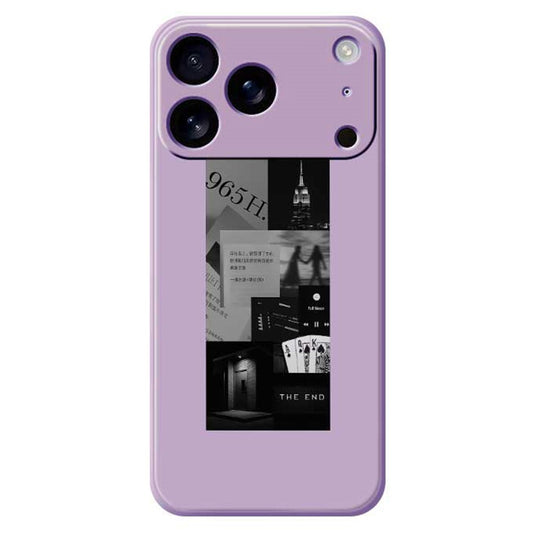 For iPhone 17 Pro Max Case Stitching Photos Pattern Printing Straight Edge TPU Phone Back Cover - Purple