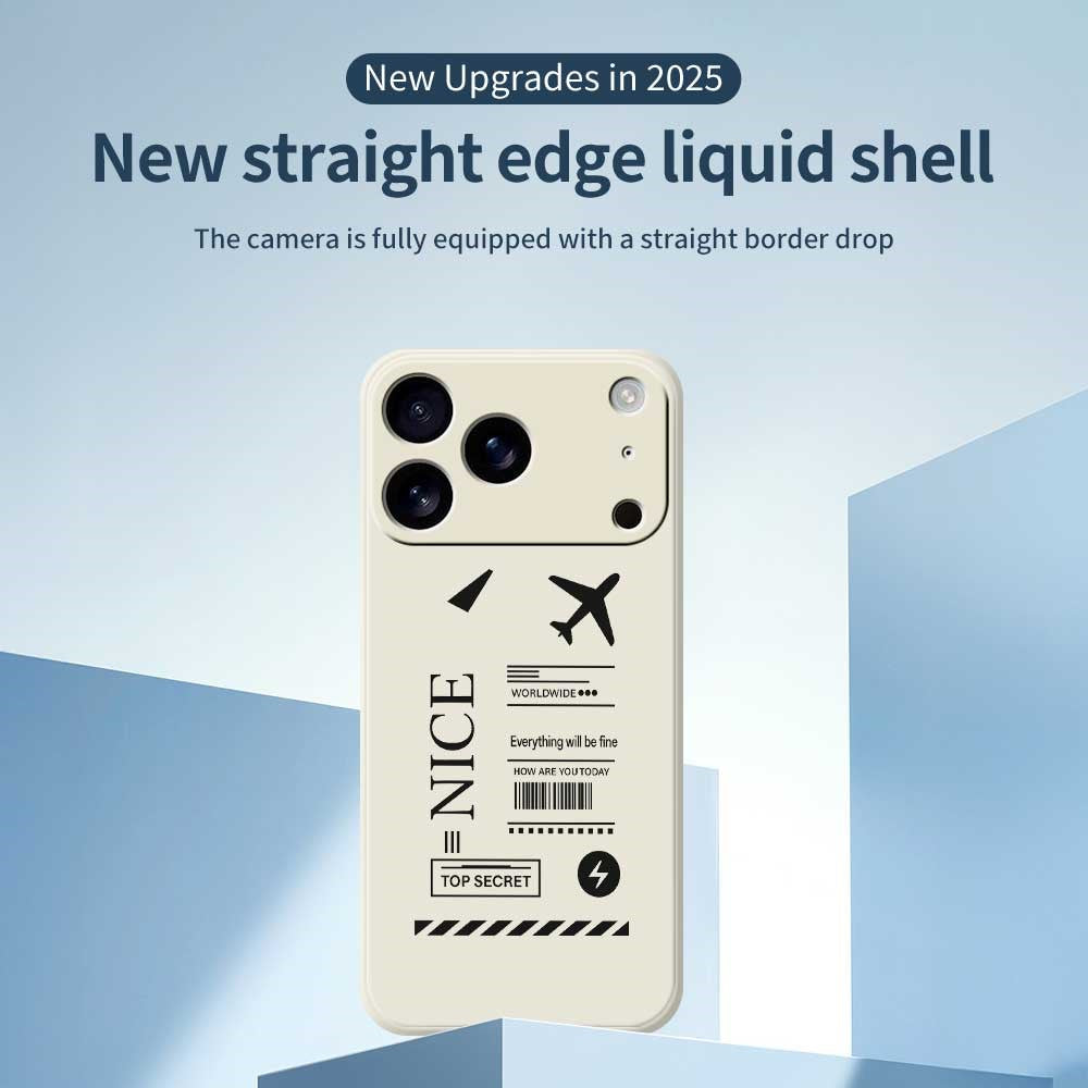 For iPhone 17 Pro Max Case Boarding Ticket Pattern Printing Straight Edge TPU Phone Back Cover - Beige