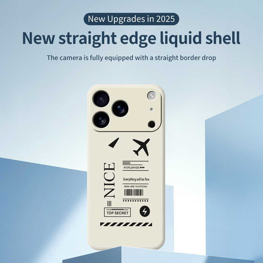 For iPhone 17 Pro Max Case Boarding Ticket Pattern Printing Straight Edge TPU Phone Back Cover - Purple