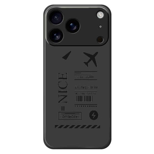 For iPhone 17 Pro Max Case Boarding Ticket Pattern Printing Straight Edge TPU Phone Back Cover - Black