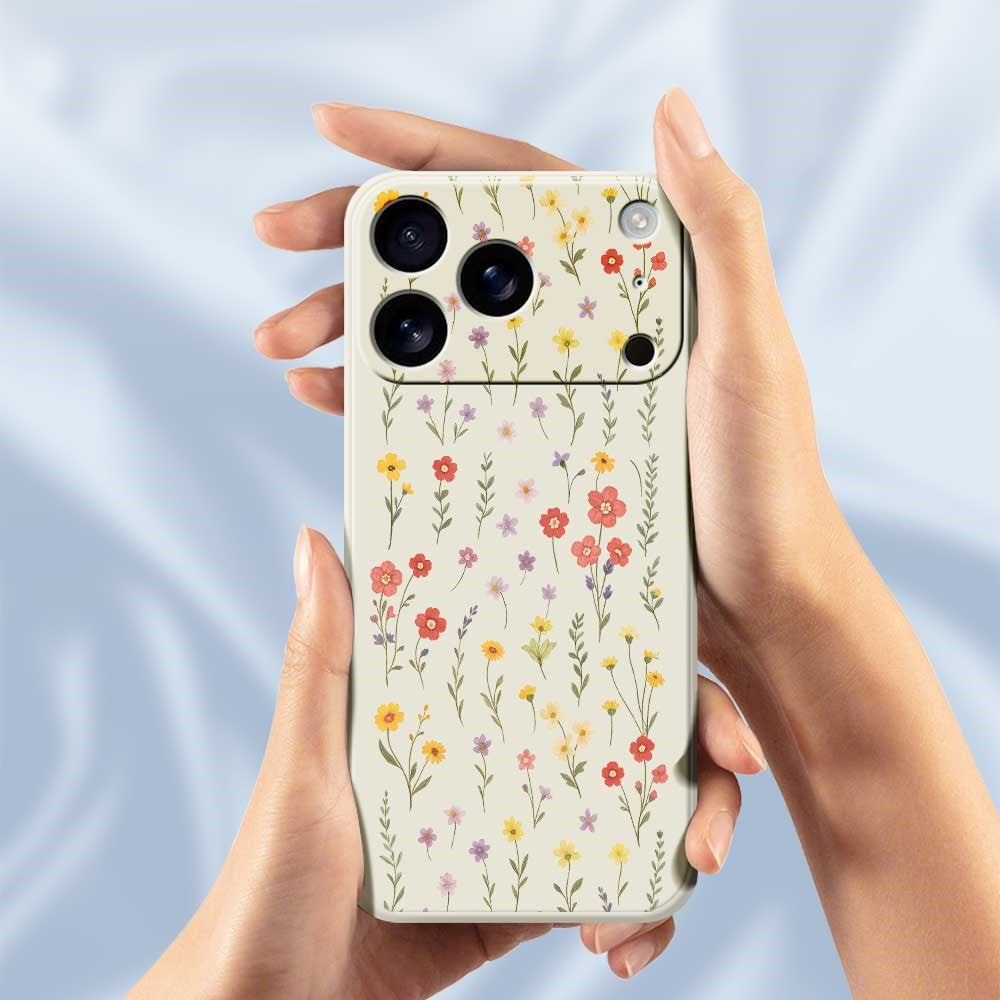 For iPhone 17 Pro Max Case Flowers and Grass Pattern Printing Straight Edge TPU Phone Back Cover - Purple